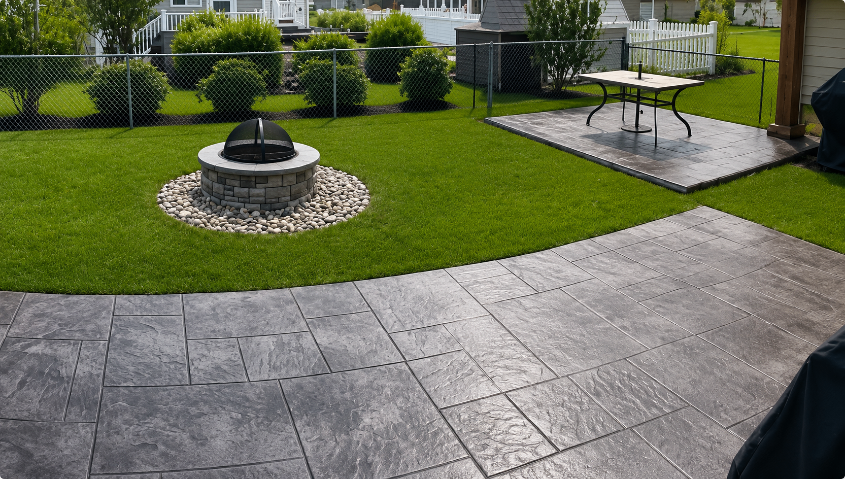 Recolored and sealed paver patio after restoration